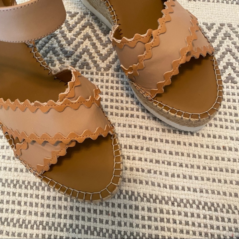 New Chloe Scalloped Glyn Espadrille Wedge Sandals - Picture 10 of 10